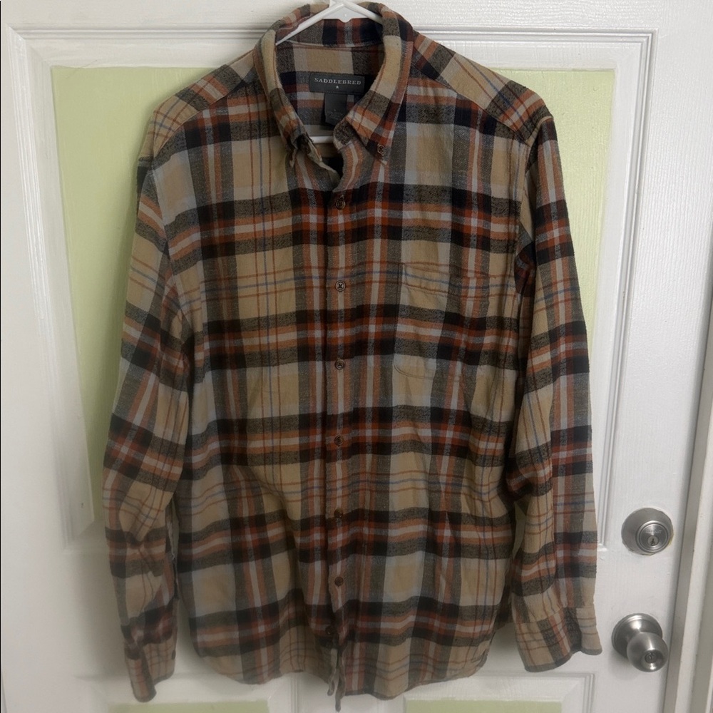 (1973) Saddlebred Plaid Shirt in Tan, Rust and Navy
